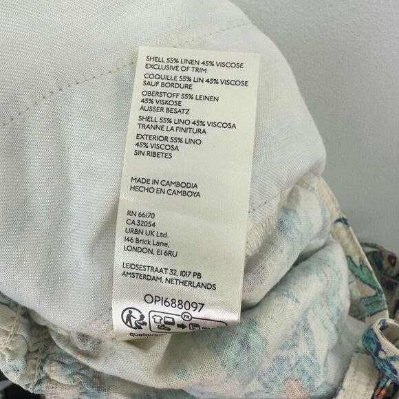 Anthropologie Pilcro Smocked Natural Linen Blend Multicolor Floral Short Romper - Picture 6 of 13